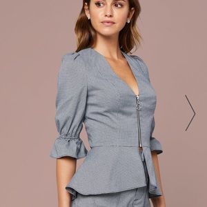 Bebe micro check peplum blouse